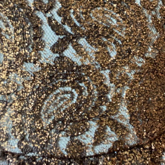 Bronze Sparkly Floral Detail Dress - Picture 3 of 5